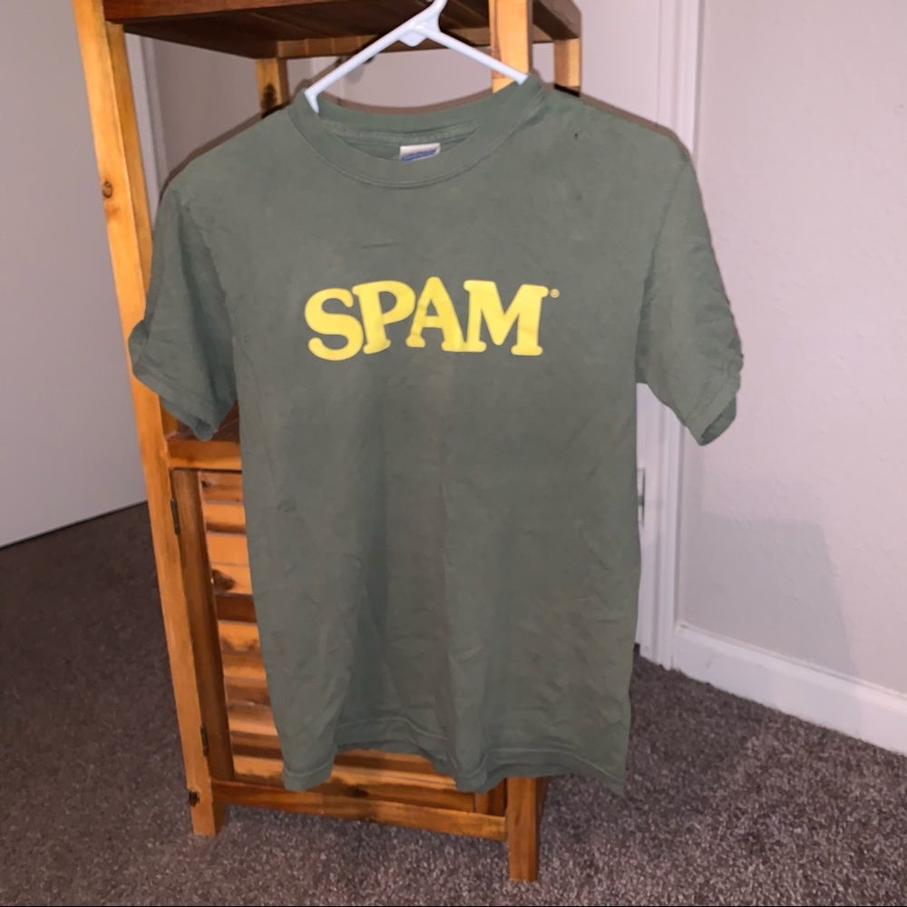 Spam green tee shirt short sleeve small size